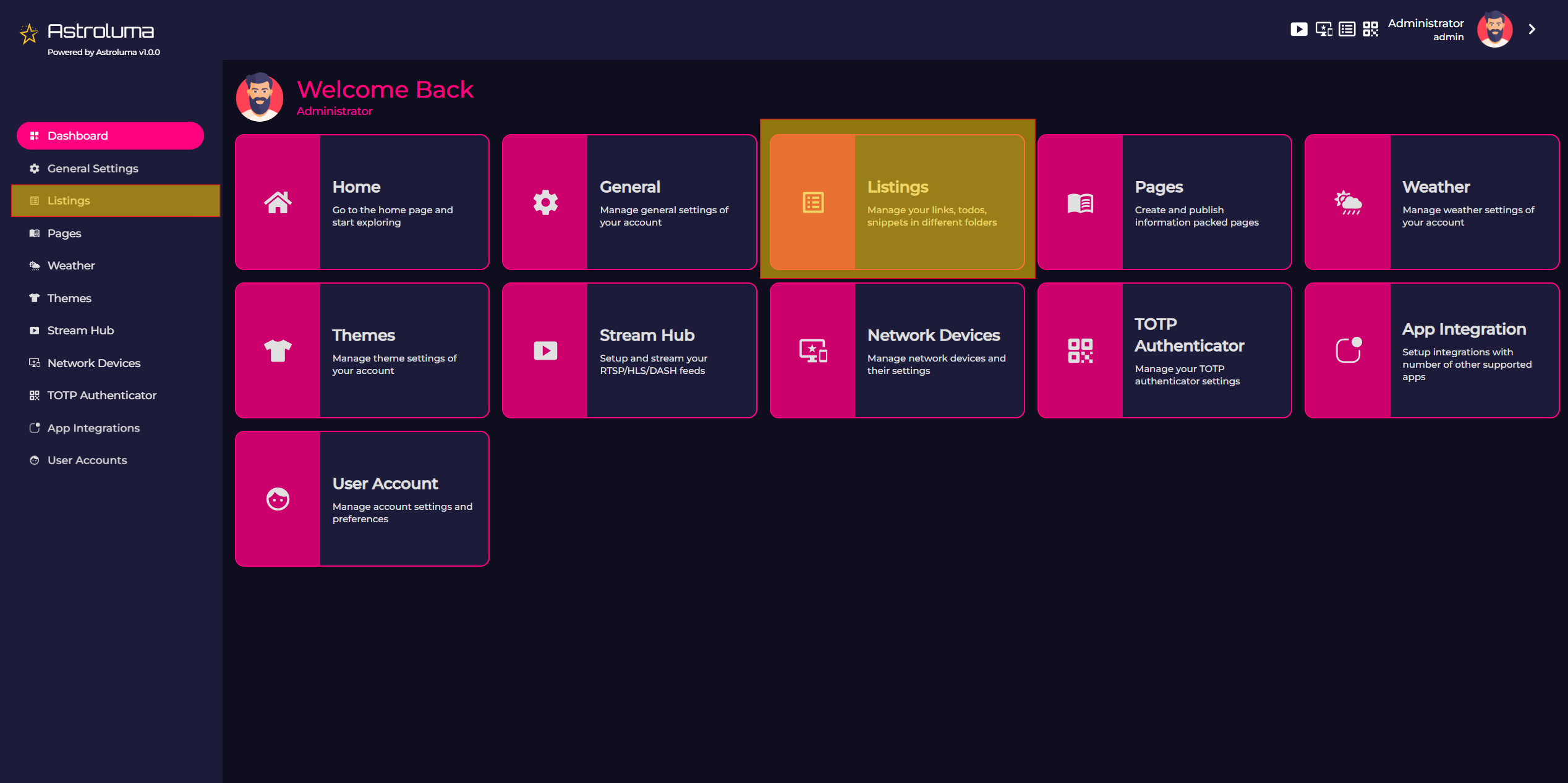 Listing Dashboard